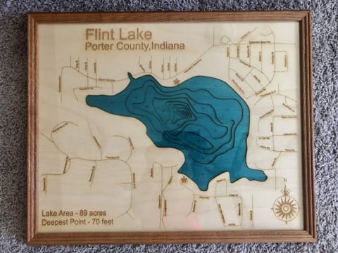 If you’re curious about Flint Lake, check out this depth chart on the wall.
