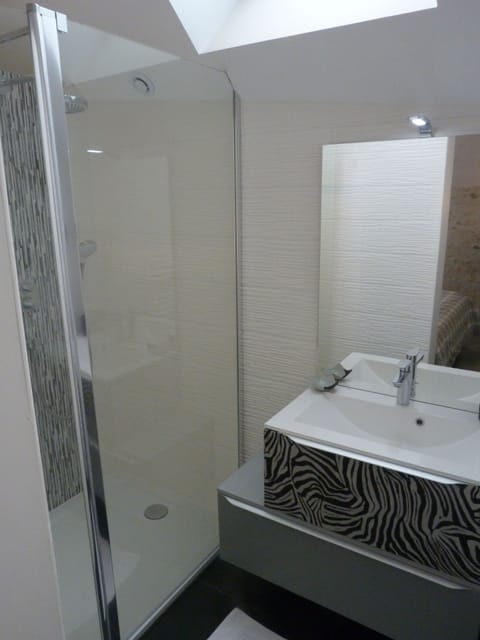 Double Room (Vert Ailleurs) | Bathroom | Shower, free toiletries, hair dryer, towels