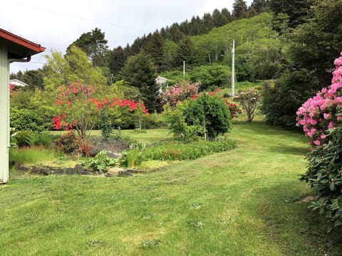 Landscaped backyard.