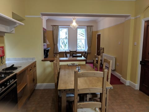 Fridge, oven, electric kettle, toaster