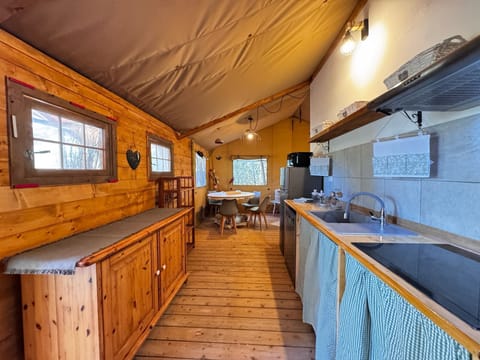 Luxury Bungalow, 2 Bedrooms, Mobility Accessible | Private kitchen | Full-size fridge, microwave, stovetop, coffee/tea maker