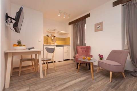 Studio (Queen-Rio) | Private kitchen | Fridge, oven, stovetop