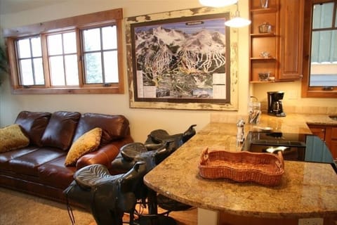 Check out the bar stools. Saddle up with a cool one and look at the ski map.