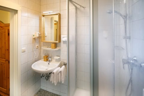 Shower, eco-friendly toiletries, hair dryer, towels