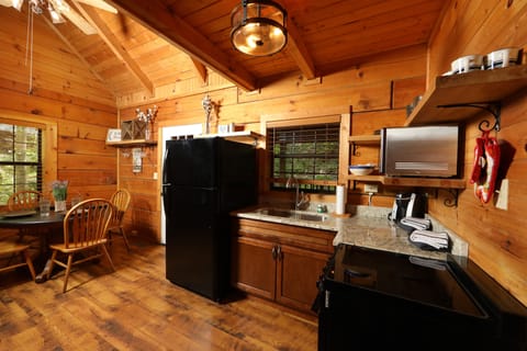 Kitchen with modern amenities.
Keurig coffee maker.