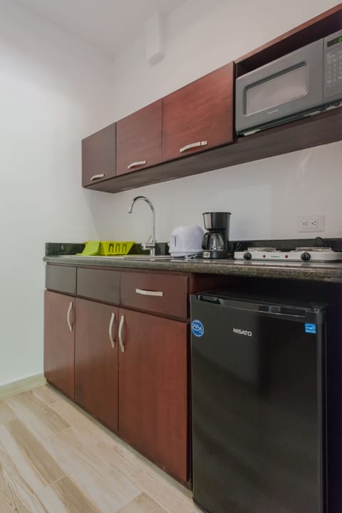 Standard Studio, 1 King Bed, Kitchen, Pool View | Desk, blackout drapes, free WiFi, bed sheets