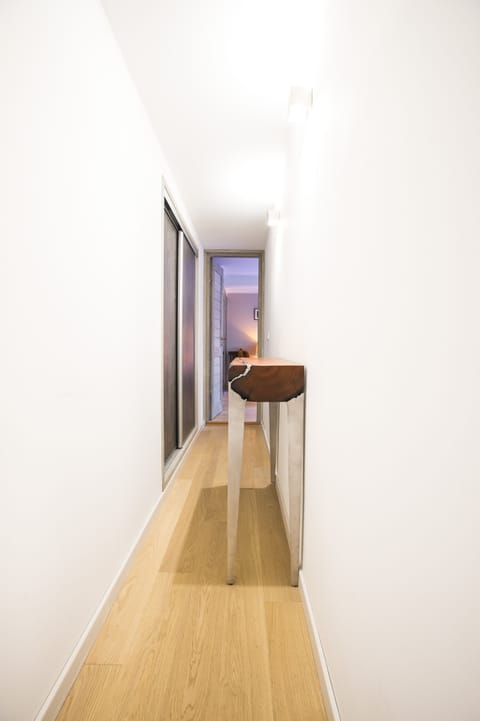 Corridor to Verte Bedroom (wide angle lens distorts, but we liked the photo...)