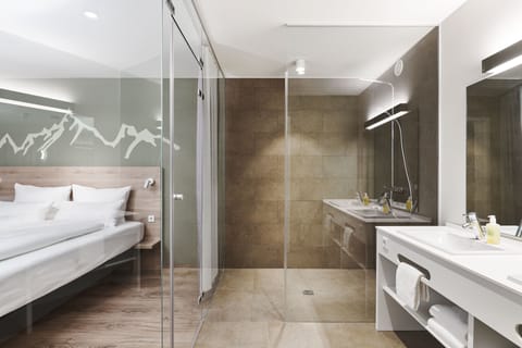 Suite, Mountain View | Bathroom | Shower, hair dryer, bathrobes, towels