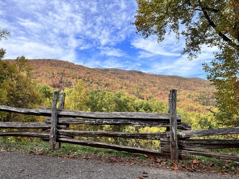 View of mountains in the Fall on the scenic drive from Townsend to Gatlinburg