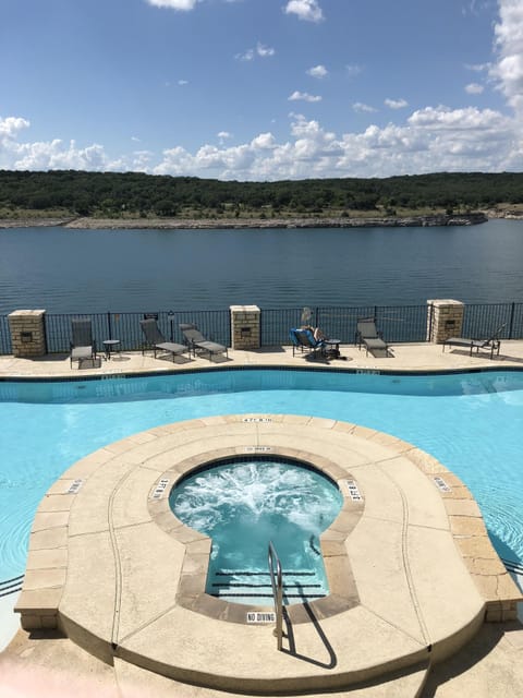 Outdoor pool and hot tub