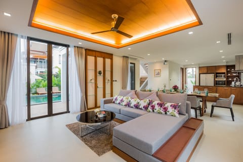 4-Bedroom Villa with Private Pool | Living area | 32-inch flat-screen TV with satellite channels, LED TV