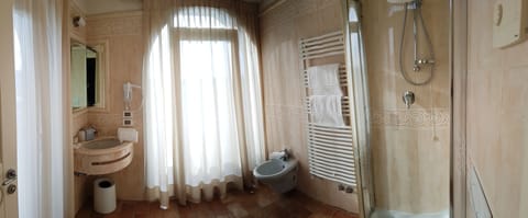 Shower, free toiletries, hair dryer, bidet