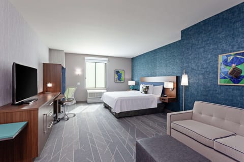 Studio, 1 King Bed, Accessible (Roll-In Shower, Hearing & Mobility) | In-room safe, desk, laptop workspace, blackout drapes