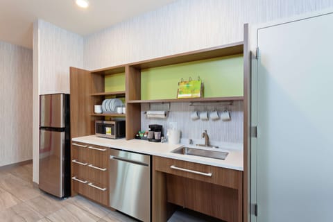Studio, 1 King Bed, Accessible (Roll-In Shower, Hearing & Mobility) | Private kitchen | Full-size fridge, microwave, dishwasher, coffee/tea maker
