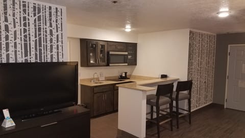 Fridge, microwave, coffee/tea maker