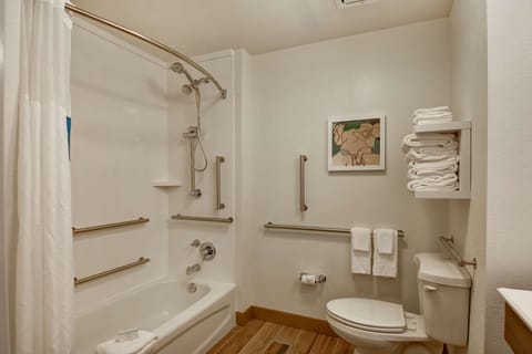 Room, 1 King Bed, Accessible, Bathtub | Bathroom | Free toiletries, hair dryer, towels, soap