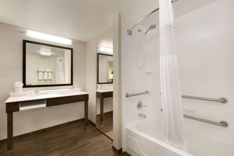 Suite, 1 King Bed, Accessible, Bathtub (Mobility & Hearing) | Bathroom | Combined shower/tub, deep soaking tub, free toiletries, hair dryer