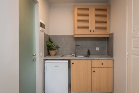 Studio, Balcony | Private kitchenette | Fridge, stovetop, electric kettle, toaster