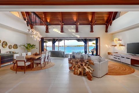 Shangri-La Three Bedroom Beach Villa | Living area | 55-inch LCD TV with satellite channels, TV, table tennis