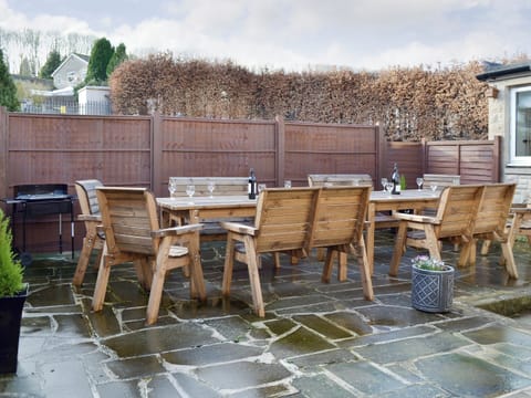 Patio with outdoor furniture and BBQ | Wyedale, Bakewell