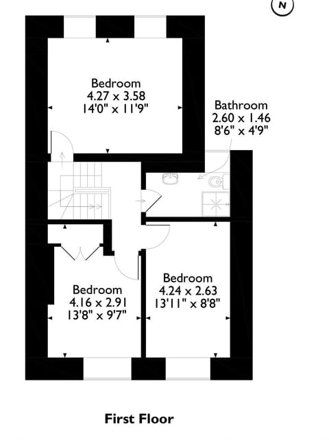 Floor plan of first floor | Oaks Farm Cottage, Ambleside