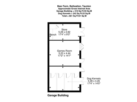 Floor plan of garage building | Beer Farm, Waterrow, near Wiveliscombe