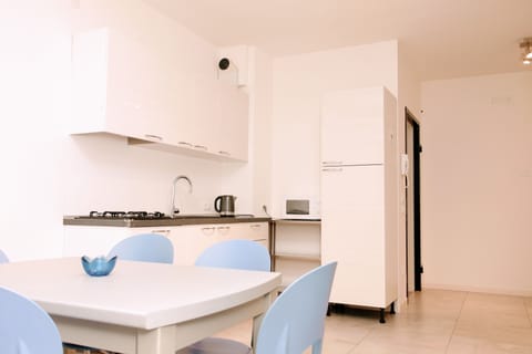 Fridge, stovetop, espresso maker, coffee/tea maker