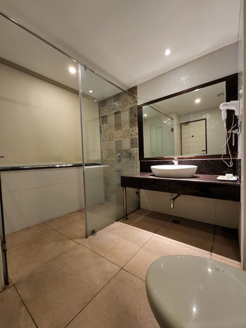 Deluxe Twin Room | Bathroom | Shower, free toiletries, hair dryer, slippers