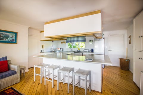 The breakfast nook and kitchen