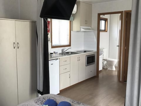 Family Ensuite Cabin | Private kitchen | Fridge, microwave, stovetop, electric kettle