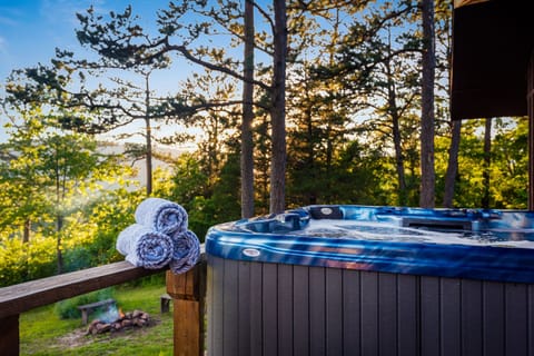 Hot tub with an amazing Sunset View