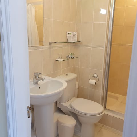 Single Room | Bathroom | Shower, rainfall showerhead, free toiletries, hair dryer