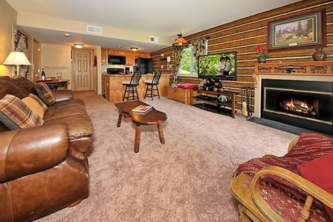 Cozy living area with electric fireplace and magnificent views