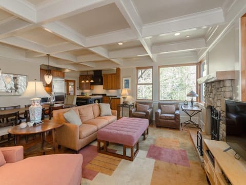 The great room with natural light and mountain views is the place to gather.