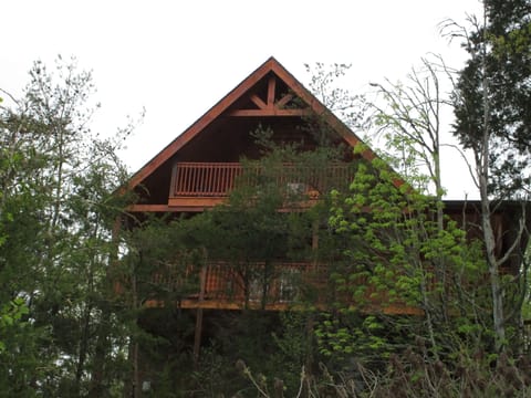 Rear view looking up at the double decks from below