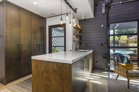 Guesthouse Bar with Sink, small built in under-counter refrigerator/ Dishwasher