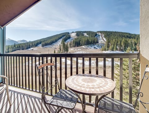 First floor master suit private balcony with mountain views
