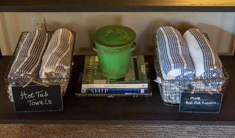 Detail of Turkish towels offered for hot tub use