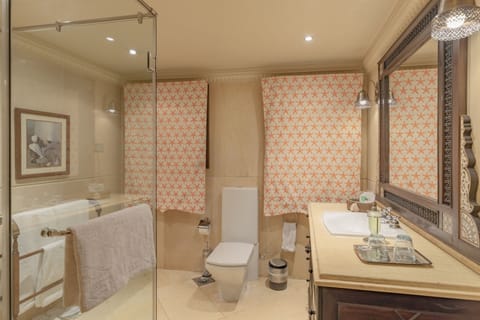 Deluxe King Suite | Bathroom | Shower, free toiletries, hair dryer, bathrobes