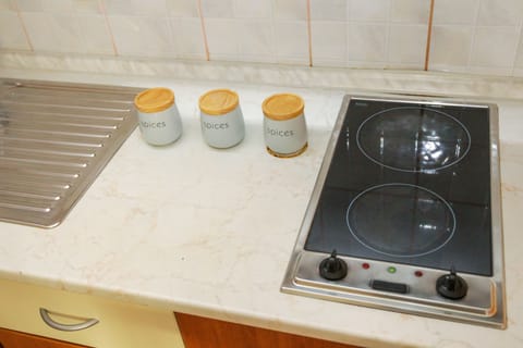 Fridge, stovetop, electric kettle, griddle