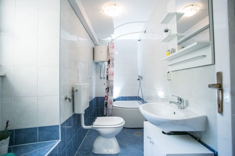 Double Room, Terrace (A1) | Bathroom | Shower, hair dryer, towels, soap