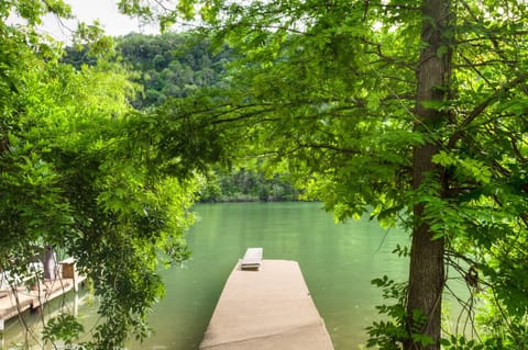 The "slip" between docks perfect for tying up a boat for the weekend.