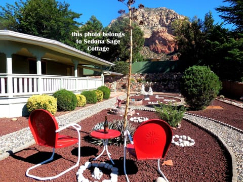 Take in a breathtaking view of Thunder Mountain from the xeriscape yard.