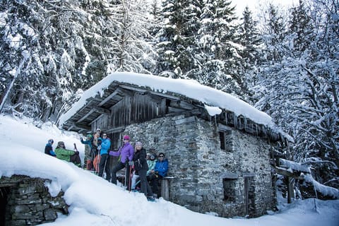 Snow shoeing to explore the area