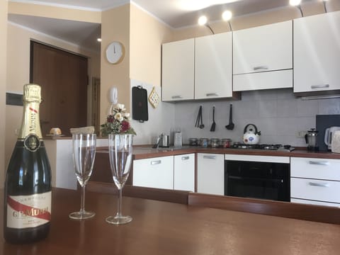 Family Apartment, 1 Bedroom, Terrace | Private kitchenette | Full-size fridge, microwave, stovetop, dishwasher