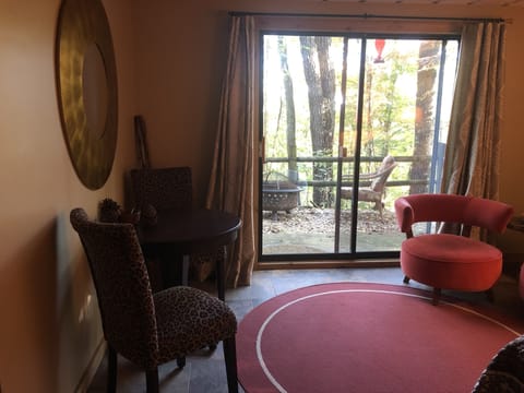 Walnut Room view and sitting areas, private entrance to patio