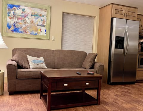 The queen sofa sleeper makes a great bed! Dvora Kanegis created the artwork!