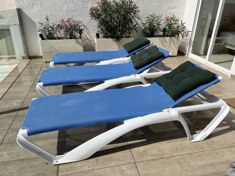 Sun-beds on the upper sun terrace.