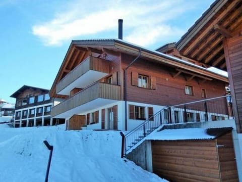 The apartment is in the middle right of the chalet