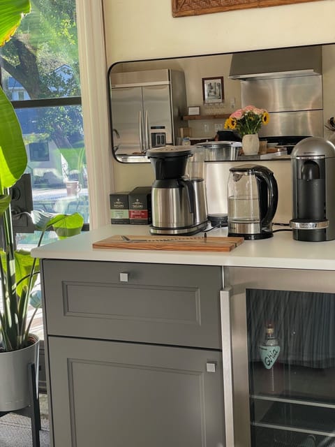 Coffee bar with Nespresso, French press and drip coffee